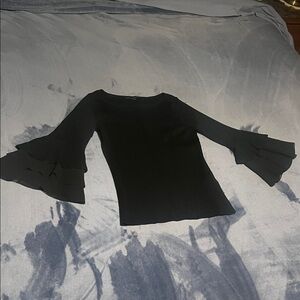 Elegant Black Ruffle Sleeve Top. White House Black Market.